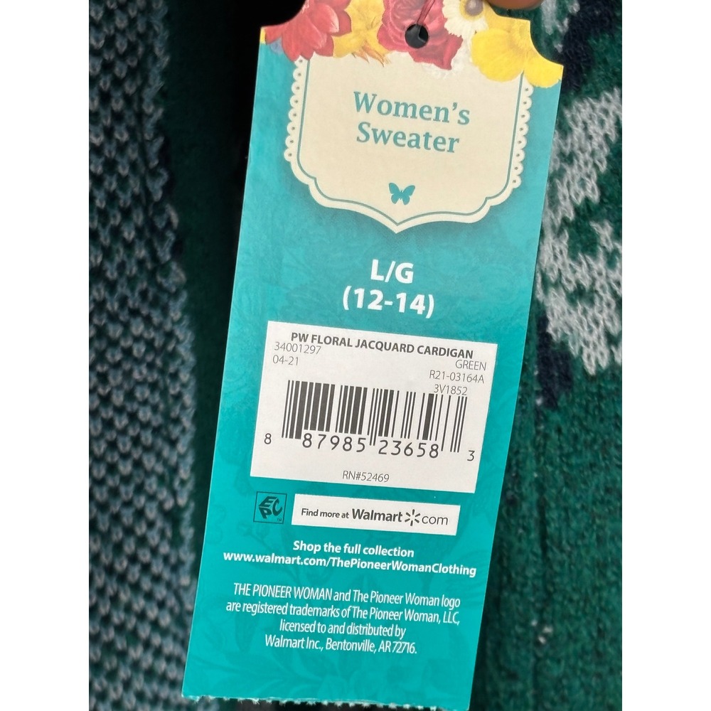 The Pioneer Woman Floral Jacquard Open Front Cardigan Size Large NWT - Picture 10 of 10